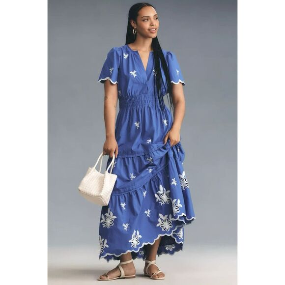 New Anthropologie The Somerset Maxi Dress: Embroidered Edition Navy Size XS - Picture 6 of 15